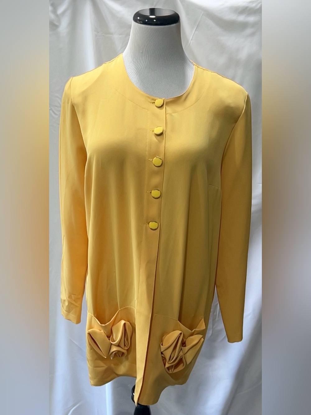 Vicky Valere Paris Yellow Button Front Jacket Pocket Details Made In France VTG